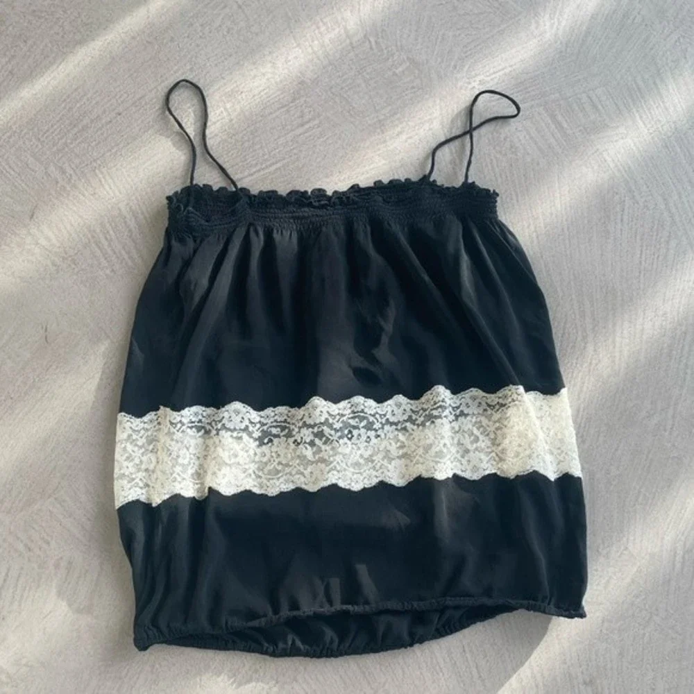 Dolce & Gabbana 00s Silk Lace Camisole strappy tube Chiffon Top whimsygoth S - Picture 8 of 15